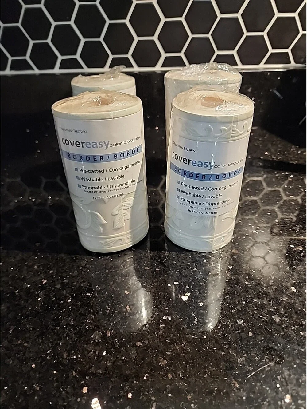 4 Graham & Brown COVER EASY Border Pre- Pasted Washable Strippable 15 Ft 41/2 Mt